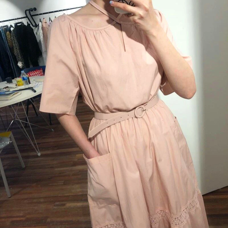 Ins/Корейский Элегантный светильник свободное кружевное платье большого размера |