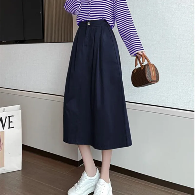 Женская винтажная одежда длинные юбки черная уличная с высокой талией в стиле