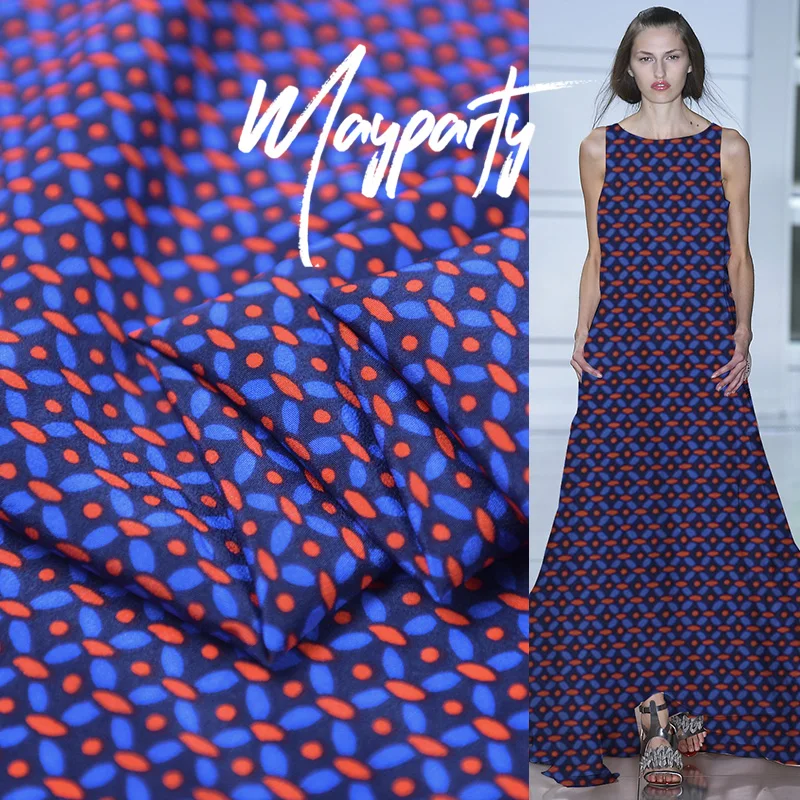 Светсветильник я Роскошная ткань в горошек из 100% шелка крепдешина для платья 17