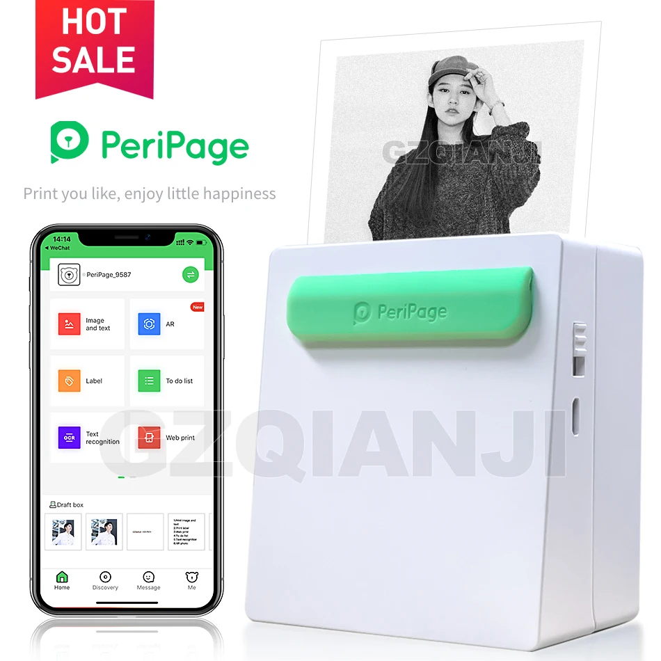 Карманный фототермальный принтер, бесплатный Appp Мини карманный чековый принтер 58 мм для телефона android iOS с функцией AR/power Bank