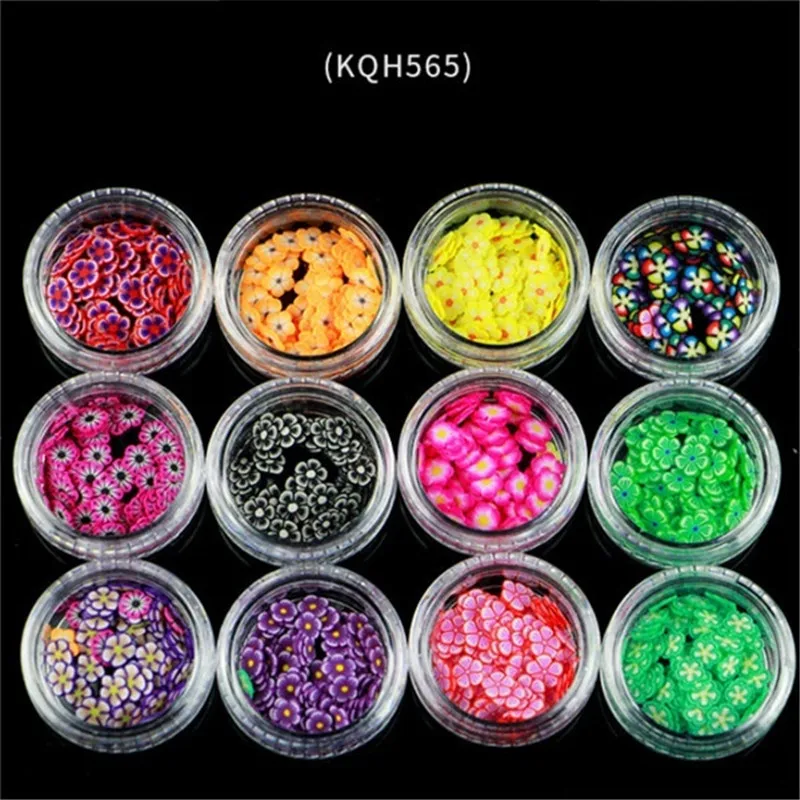 12Box/Set Mixed Fruits Flowers Heart Xmas Shape Nail Art Decoration Nail DIY Crafts 3D Jewelry for Nail Polish Tools