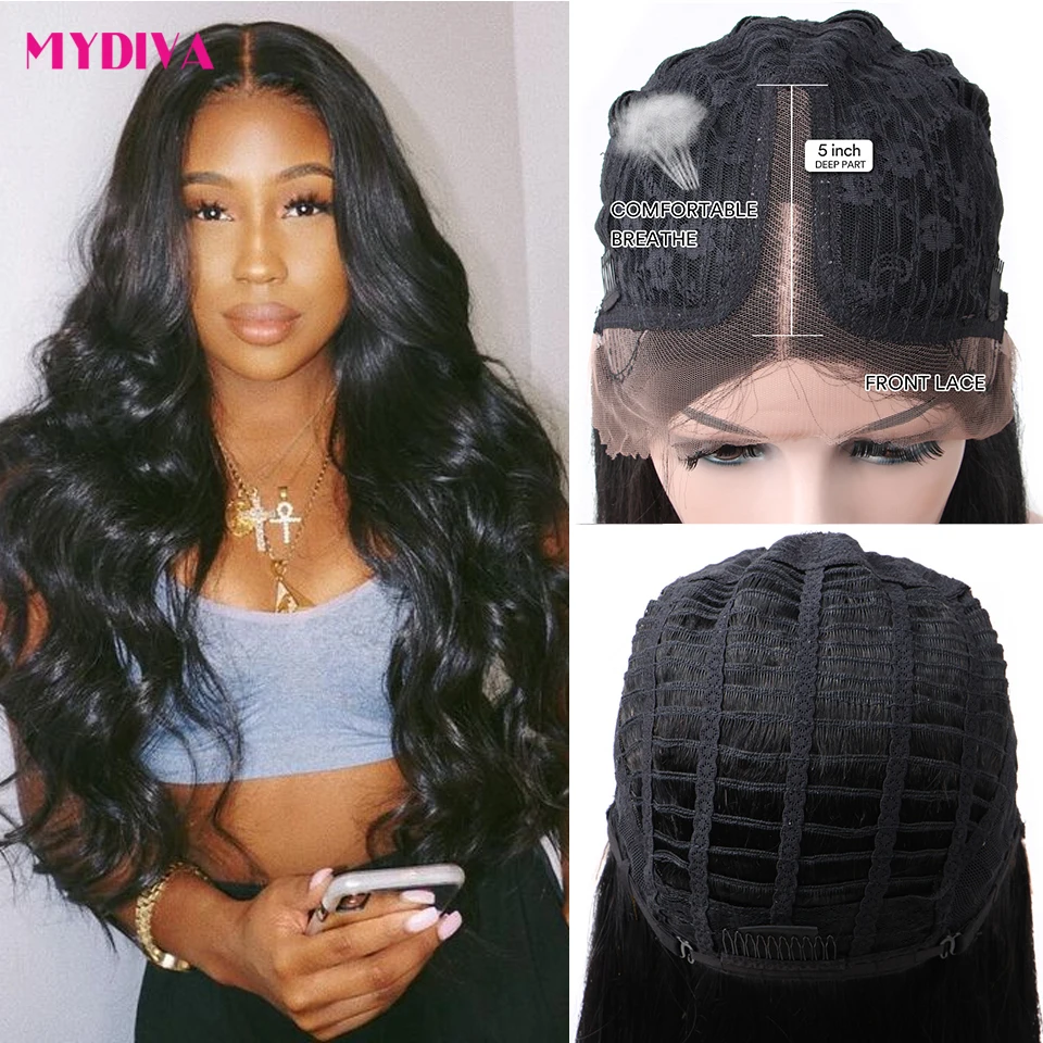 

Middle Part Brazilian Body Wave Lace Front Human Hair Wigs With Baby Hair Pre Plucked Lace Front Wigs For Women Remy Hair 150%