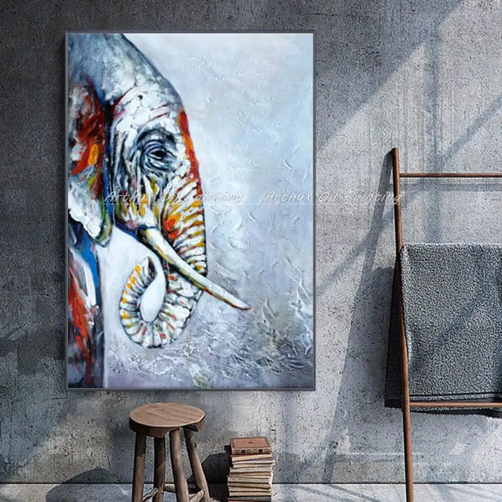 Arthyx Ручная роспись Слон животное масляная живопись на холсте Современные