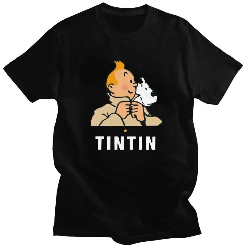 

The Adventures Of Tintin T Shirt Men Short-Sleeve Herge Comic Captain Haddock Snowy Dog T-shirt Summer Tee Cotton Tshirt Gift