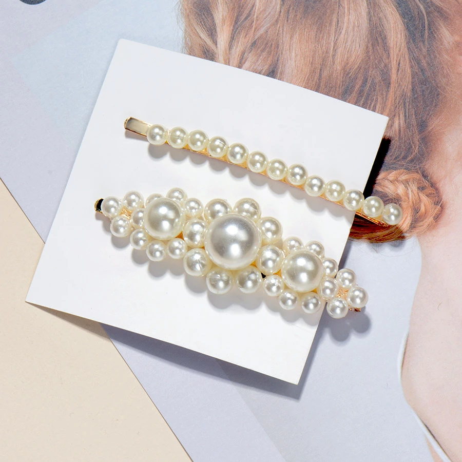 M13-2pcs Gold Модные заколки для волос женские жемчужные заколки для волос свадебные ювелирные аксессуары Mujer Корейский стиль Золотой головной убор Набор для девочек - Цвет: M13-2pcs Gold