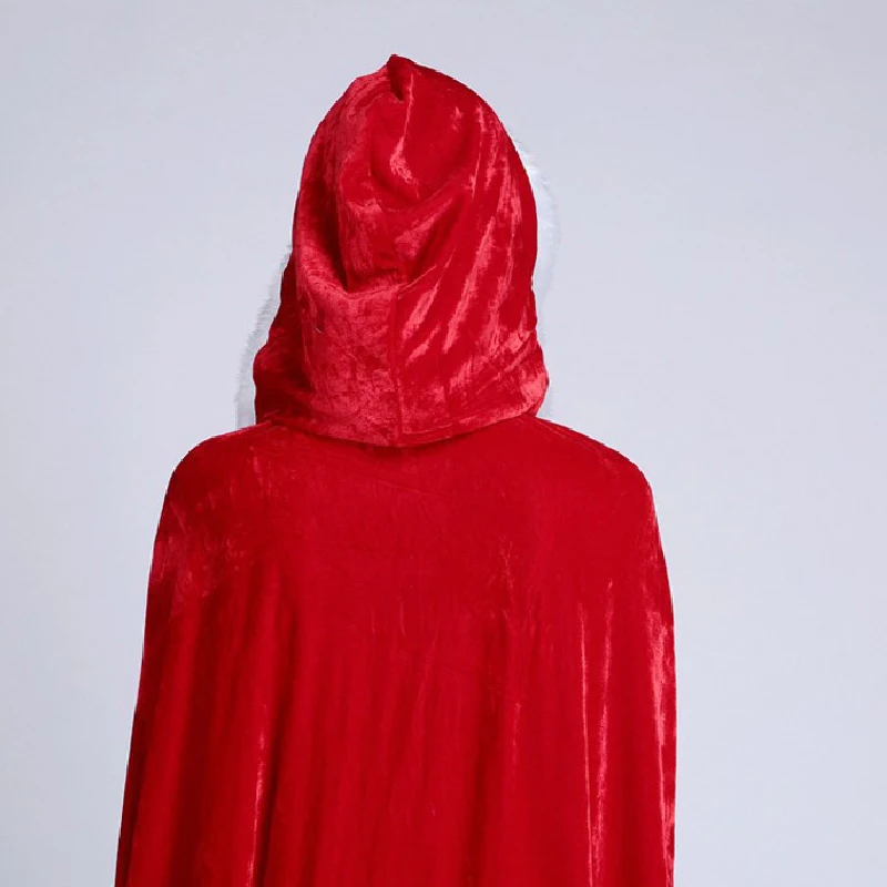 Женский Рождественский накидка Санта Клауса с меховой отделкой костюм красная