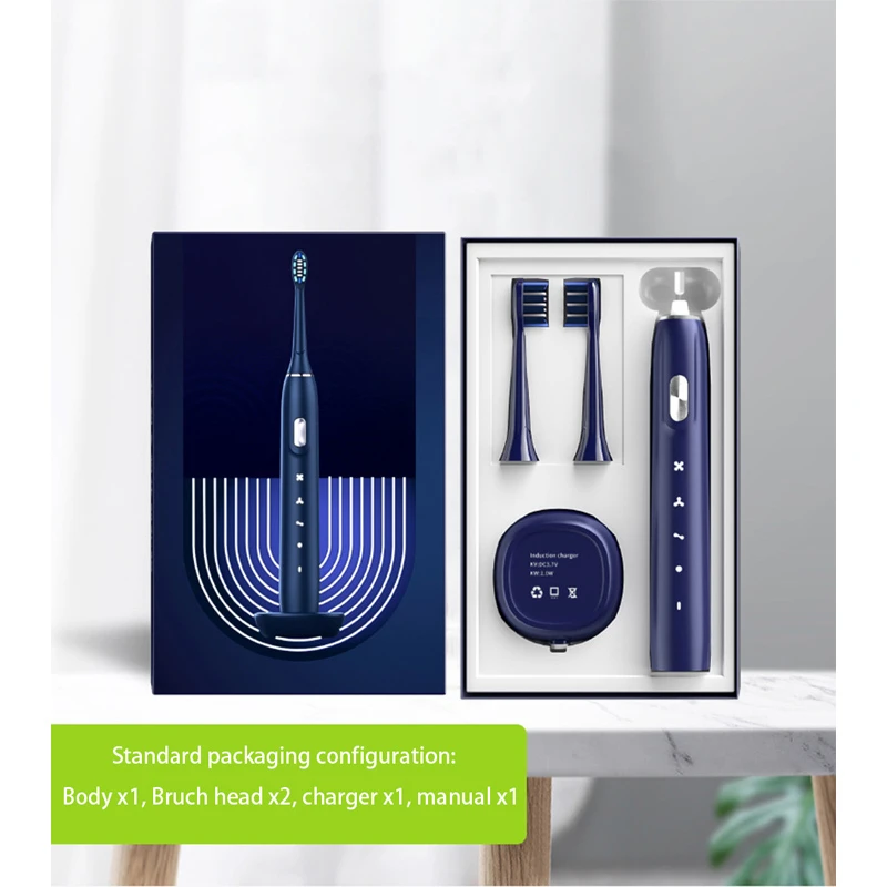 

Electric Toothbrush USB Inductive Charging Sonic Toothbrush Adults Electric Sonic toothbrush Black 8 Brush Heads & Travel Case