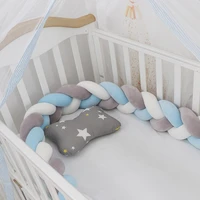 3m length baby bed bumper crib bedding knotted braided bumper baby decoration room