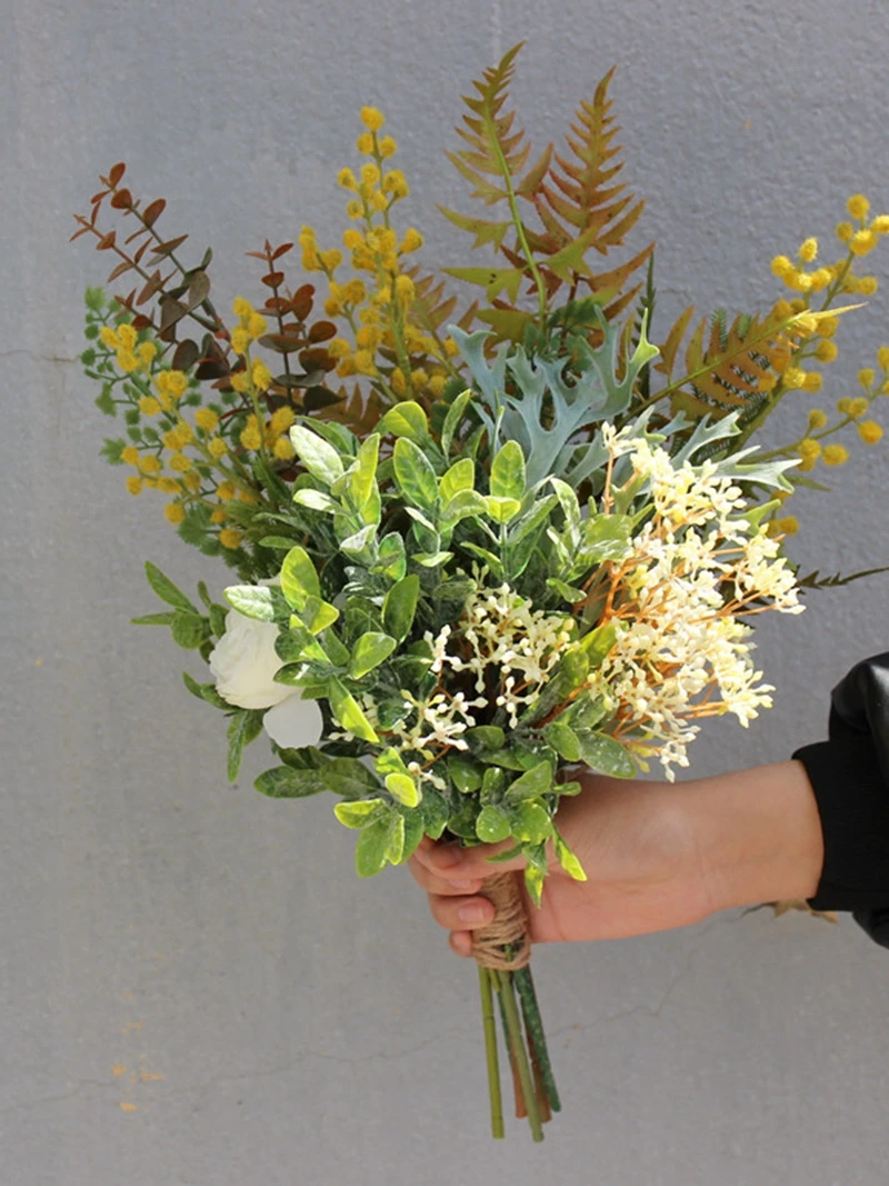 

Wedding Bridal Bouquet Wedding flowers Eucalyptus leaf Acacia Home Wedding Flowers Wedding accessories buque de noiva