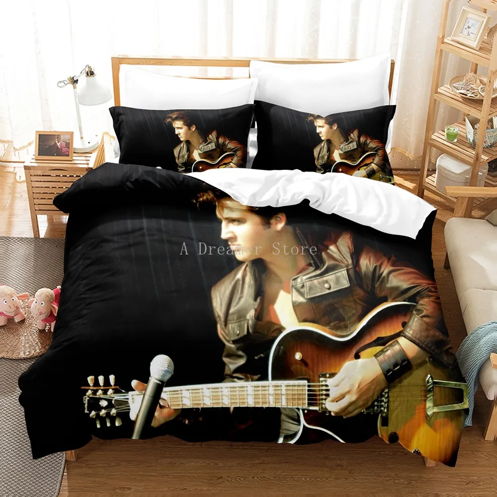 

Neue 3D Druck Tröster Bettwäsche Set Bettbezüge Kissenbezüge Bettwäsche Bettwäsche Home Textile Cartoon Königin König Elvis Pres