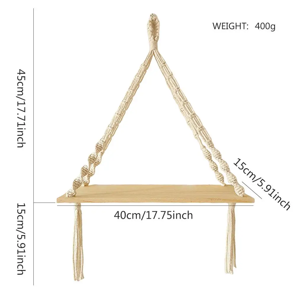 

Nordic Style Wooden Wall Hanging Tassels Storage Rack Wall Rope Hanging Shelf For Decor Bedroom Living Room Kitchen Office New