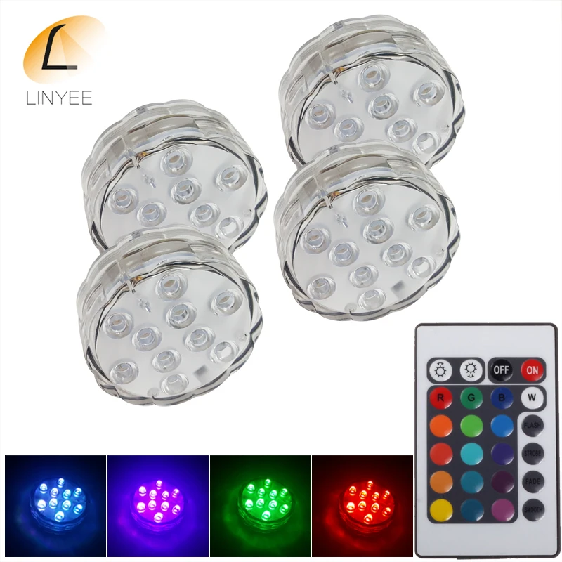 Погружной светодиодный светильник работающий от батареи водонепроницаемый