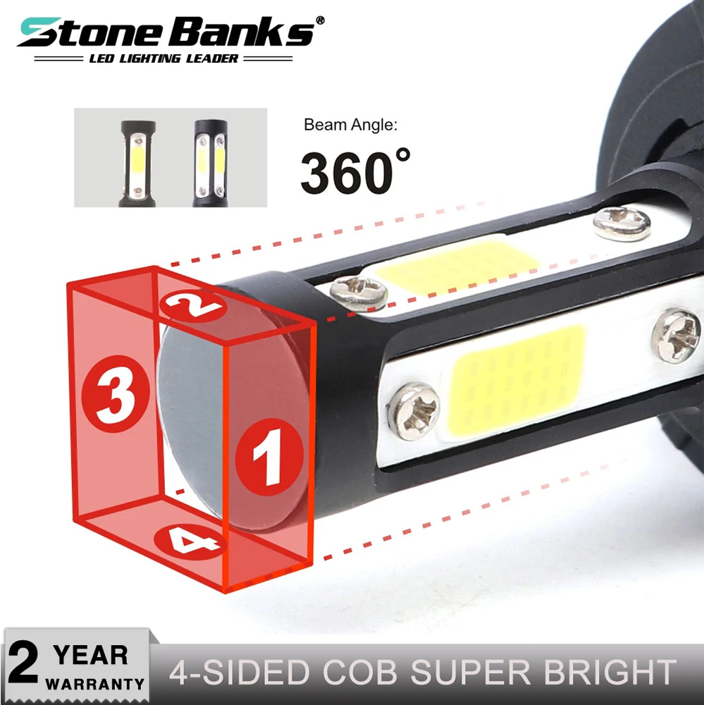 Stone Banks 4 стороны люмен COB 100 Вт 16000lm H7 светодиодный автомобильные лампы для