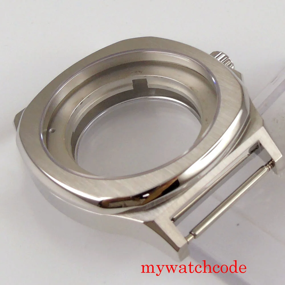 PARNIS 44 мм автоматический мужской квадратный футляр для часов серебристого цвета