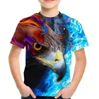 Летняя Детская Красочная 3D футболка, Милая футболка с рисунком животных, орла, Льва, тигра, дельфина для мальчиков и девочек, детские футболки, футболки, топы