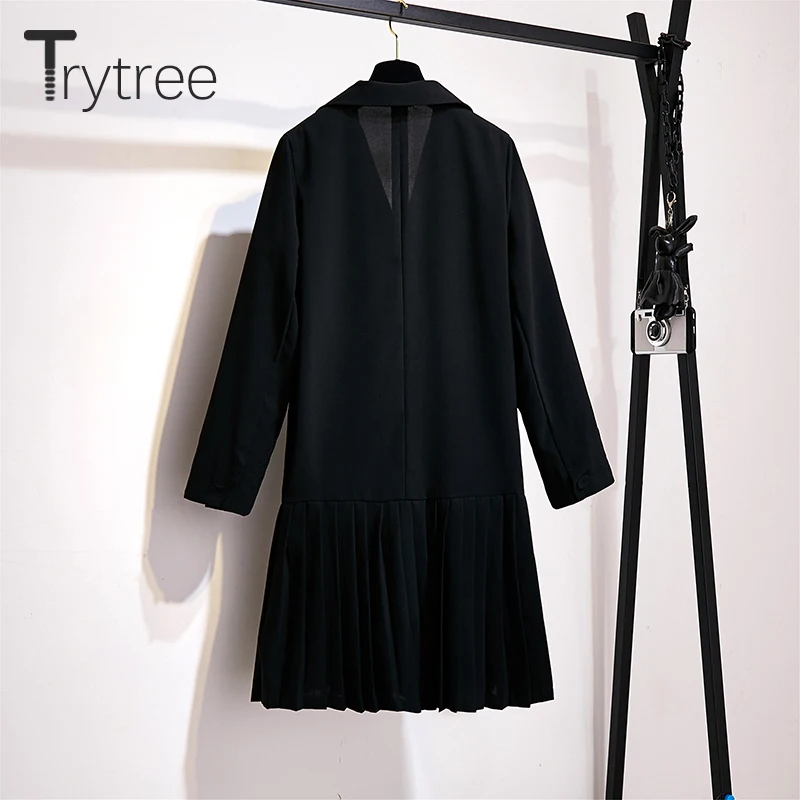 Осень зима 2020 женское повседневное пальто Trytree двубортное приталенное офисное