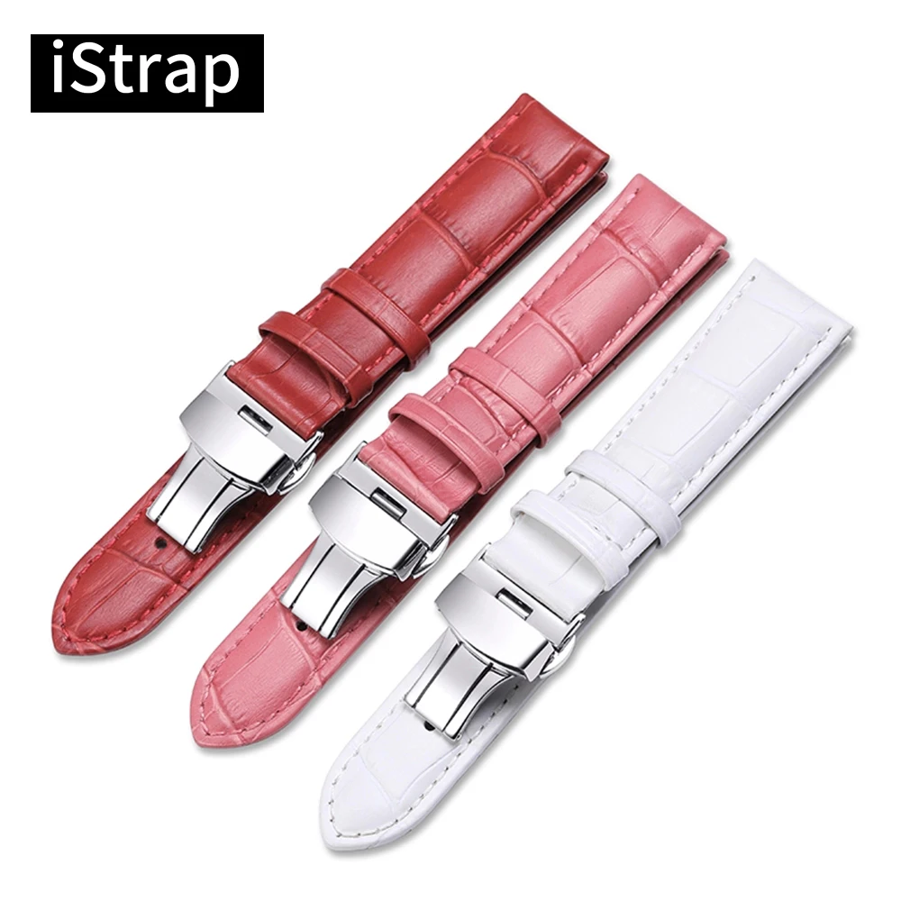 

iStrap Watch band Leather Strap 14 15 16 18 19 20 21 22 24mm Genuine Leather for Breitling Omega Bracelet Seiko