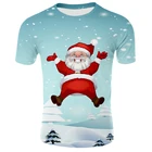 Рождественский подарок 3d футболка для женщин и мужчин повседневные топы с коротким рукавом Забавный Санта-Клаус уличная одежда унисекс футболка