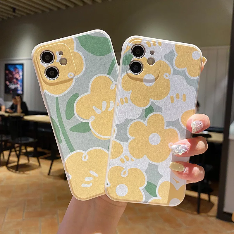

Girl gift Flowers pattern soft silicon Phone Case For apple iPhone 12 13 Pro Max Mini 7 8 Plus X XS XR 11 SE 6S cover coque