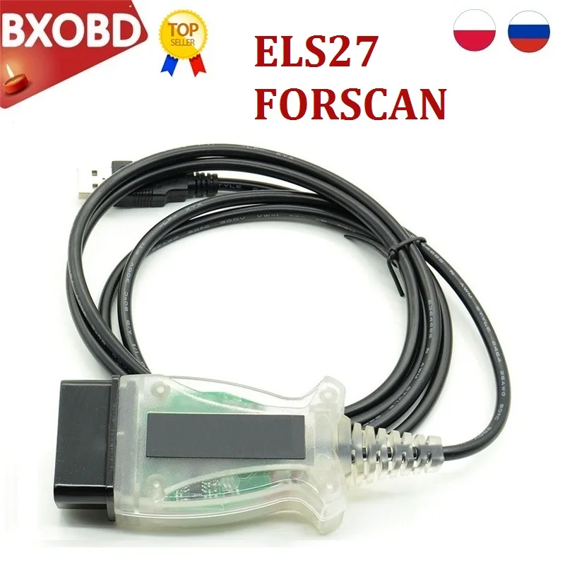 Автомобильный диагностический инструмент ELS27 FORScan V2.3.8 ELS Green PCB PIC24HJ128GP + FTDI Mircochip OBD2