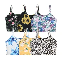 2021 summer floral print slim fit cami top sexy sleeveless backless spaghetti straps cropped top women casual short clothing