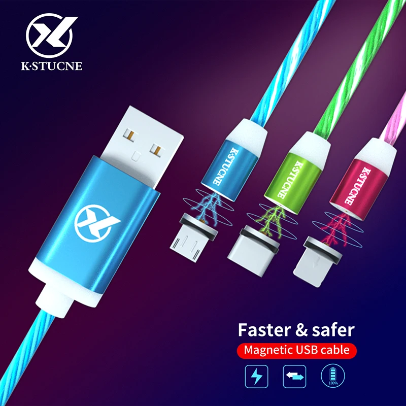 Магнитный кабель Micro USB Светодиодный светящийся зарядный кабель для мобильных телефонов Android samsung huawei Xiaomi 2A светодиодный магнитный шнур для зарядки