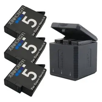 1Charger 3Battery 1600 мАч Go Pro hero 5 hero 7 батарея+ type-C USB 3 слота для хранения зарядное устройство для GoPro hero 5 6 7 hero 6 hero 5 Аксессуары для камеры - Цвет: 1Charger 3Battery