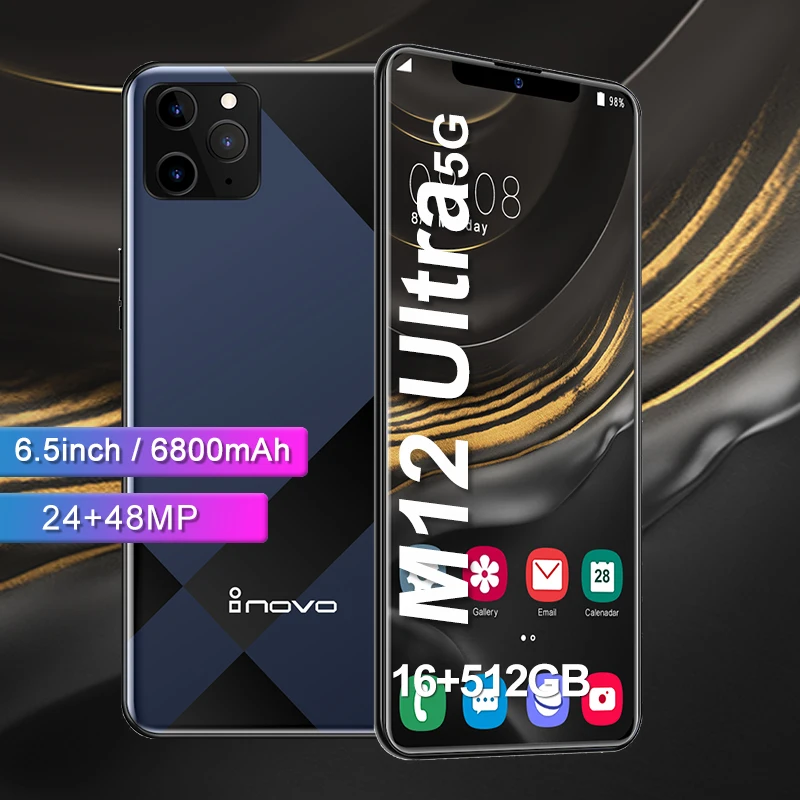 

Smartphone M12 Ultra 5G Android 10.0 16GB 512GB Global Version 6800mAh Face ID Dual Sim MTK6889 6.5 Inch HD Screen Mobile Phone