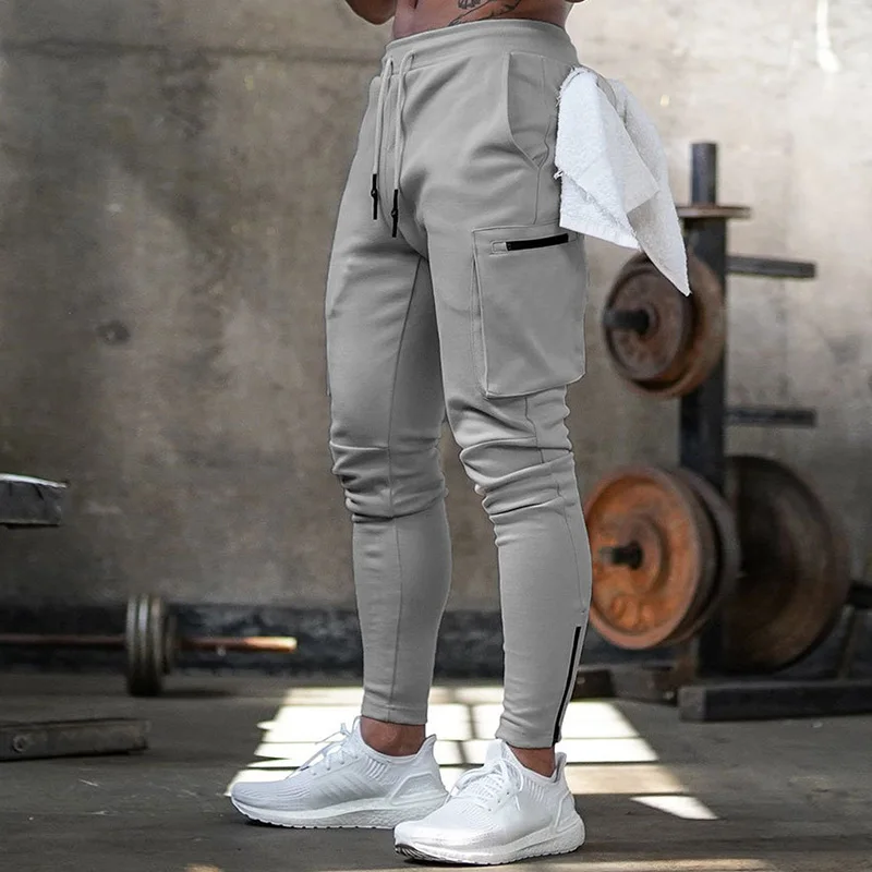 

Streetwear Trousers Multiple Zipper Pockets Muscle Mens Pants , Sweatpants Tracksuit 20CK19