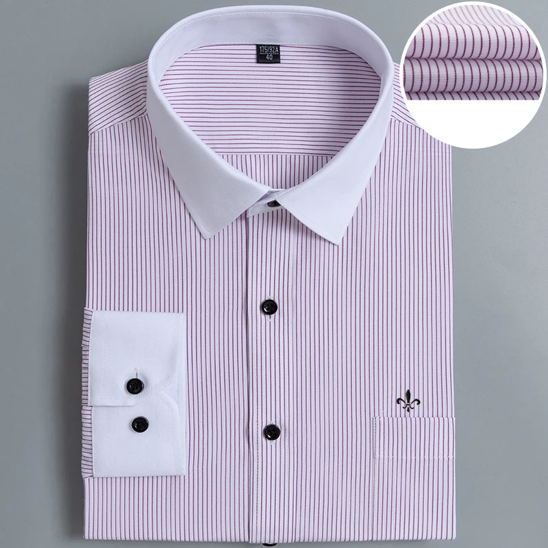 Плюс размер 9XL Dudalina полосатая вышивка мода Blusa Camisa Social Stripe длинный рукав Slim Fit рубашка мужская одежда с цветочным рисунком