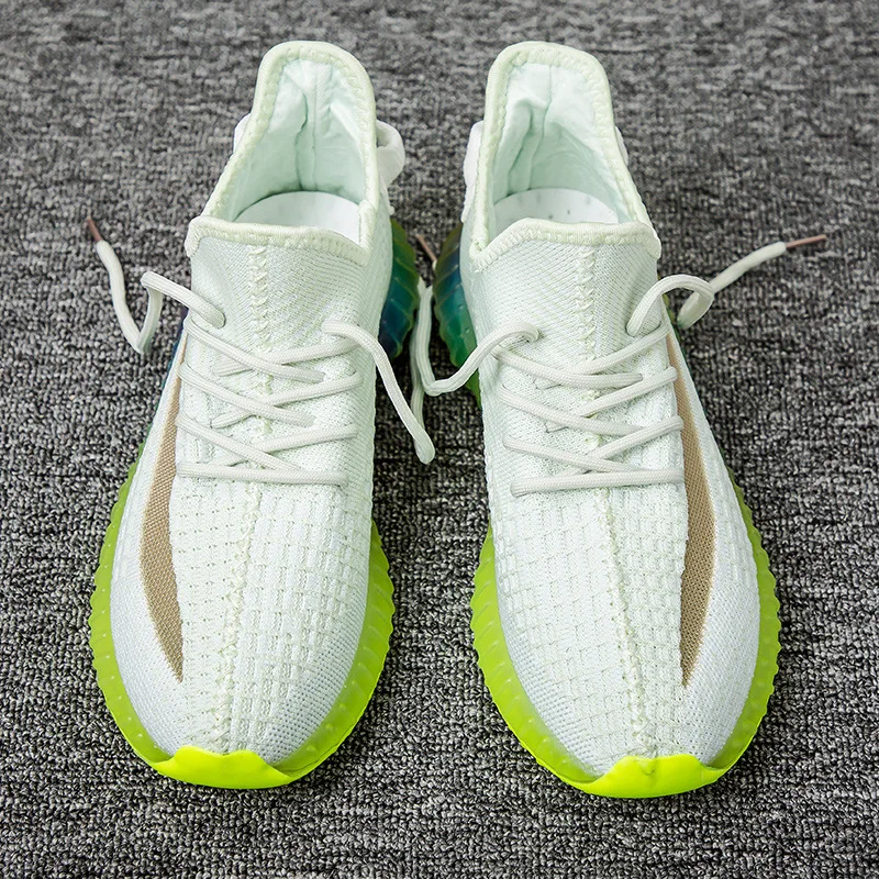2019 Transparent Magic Color Bottom Coconut Shoes Woven Mesh Breathable Sports Men's Lightweight Fashion Sneakers Zapatos | Обувь