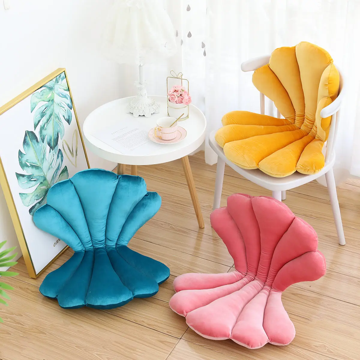 Роскошная бархатная подушка на стул с уплотнением розовая сиденье - Фото №1