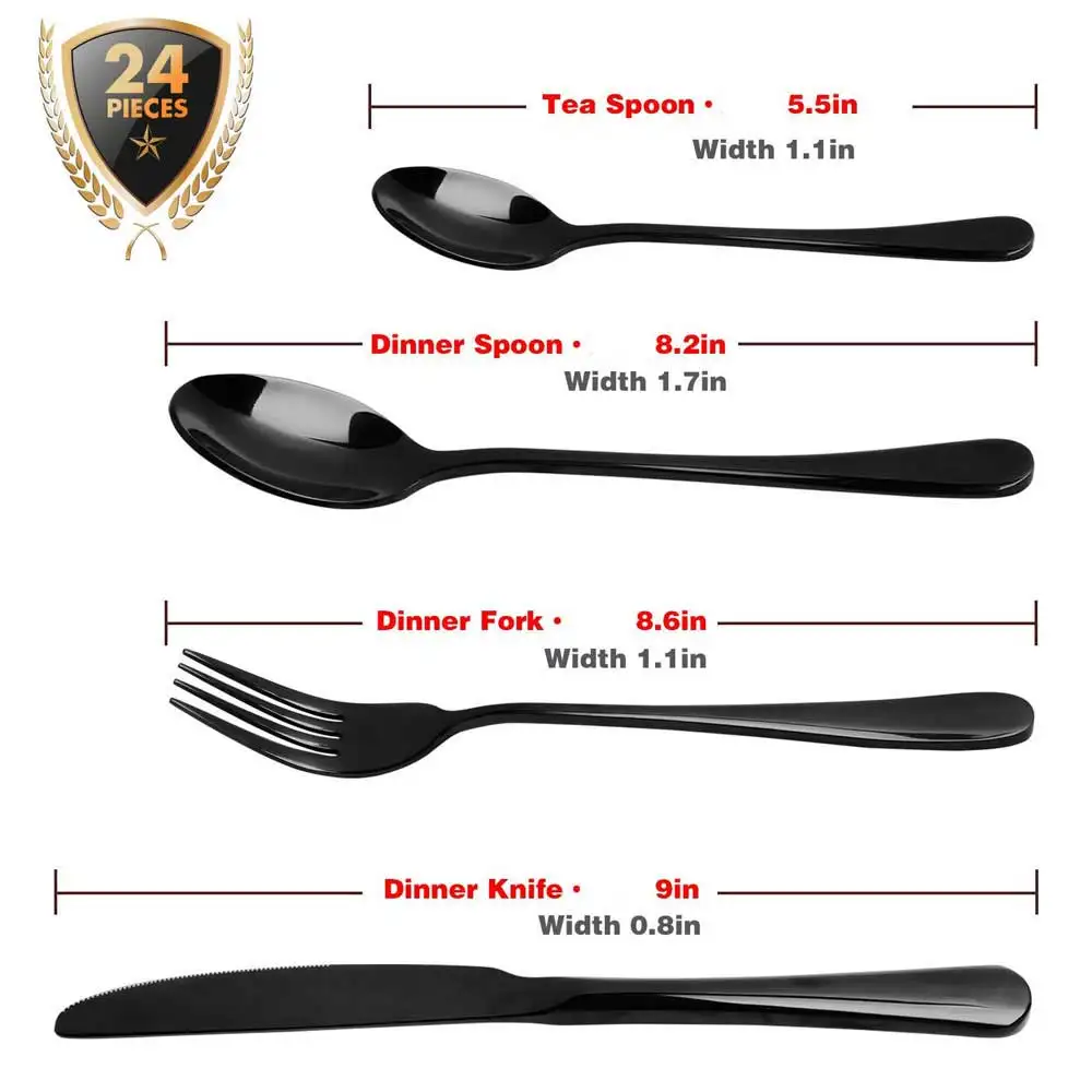 4 sets 16pcs black Набор столовых приборов, набор посуды из нержавеющей стали, столовые приборы, ложка, нож, набор вилок, Западный салат, ложка, кухонный инструмент, подарок, вечерние - Цвет: 4 sets 16pcs black