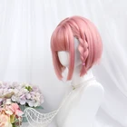 Парик в стиле лолита Skura светло-розового цвета, Сказочная челка для косплея в стиле Харадзюку, прямые короткие волосы в стиле БОБО с милой бахромой для взрослых и девочек