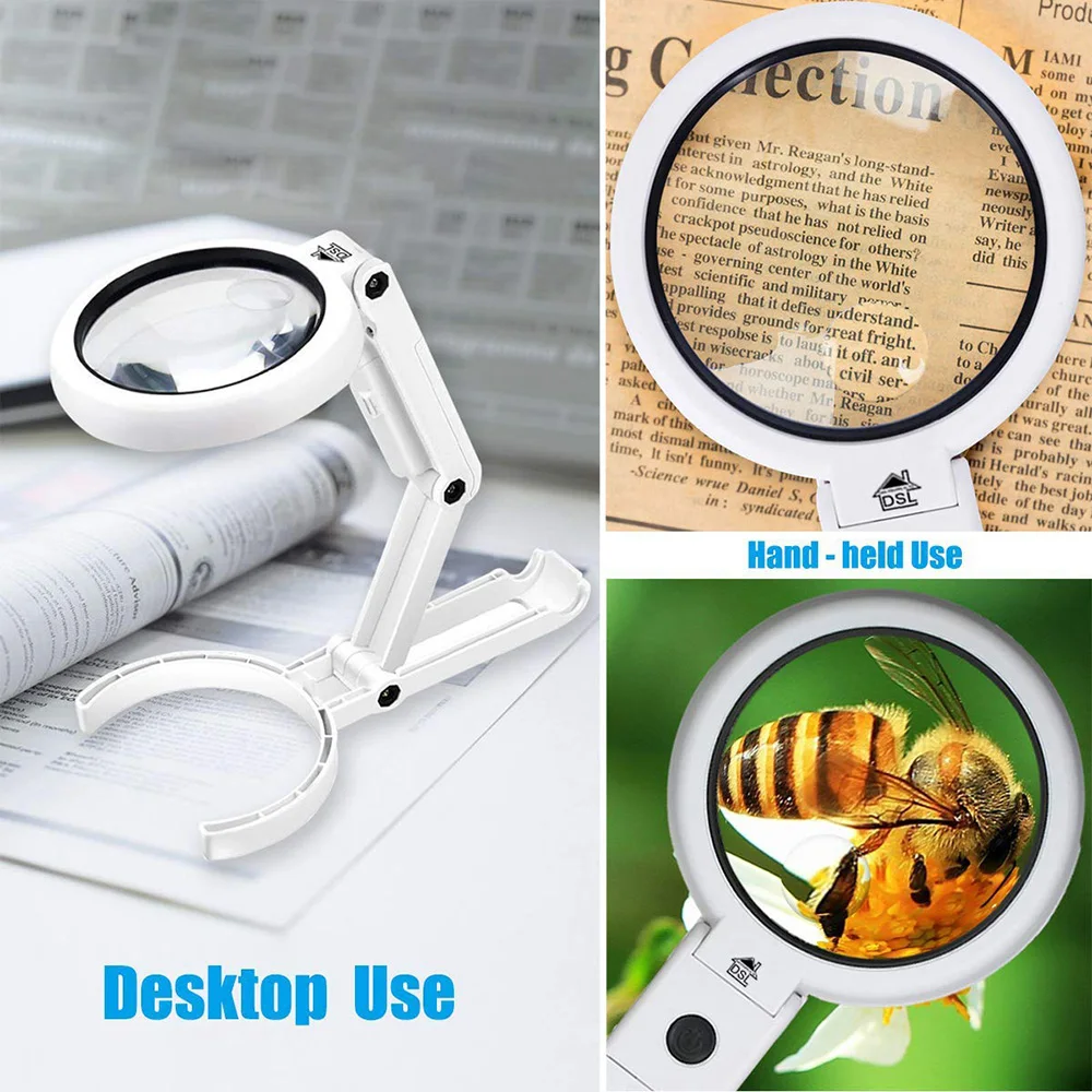 

Magnifying Glass Portable 5x 11x Magnifying Glass USB 8LED Lights Handheld Desktop Magnifier For Book Reading Watches Repairing