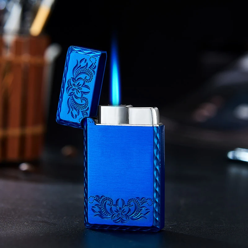

2021 New Square Mini 1300C Lighter Butane Turbine Blue Flame Lighter Cigarette Lighter Gas Lighter Metal Lighter Smoking Set