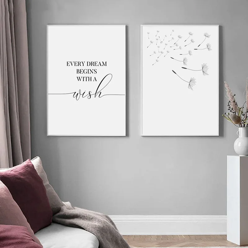 

Nordic Minimalist Wishing Dandelion Poster Wall Artist Home Decoration Room Decoration Canvas Painting Mural Without Frame