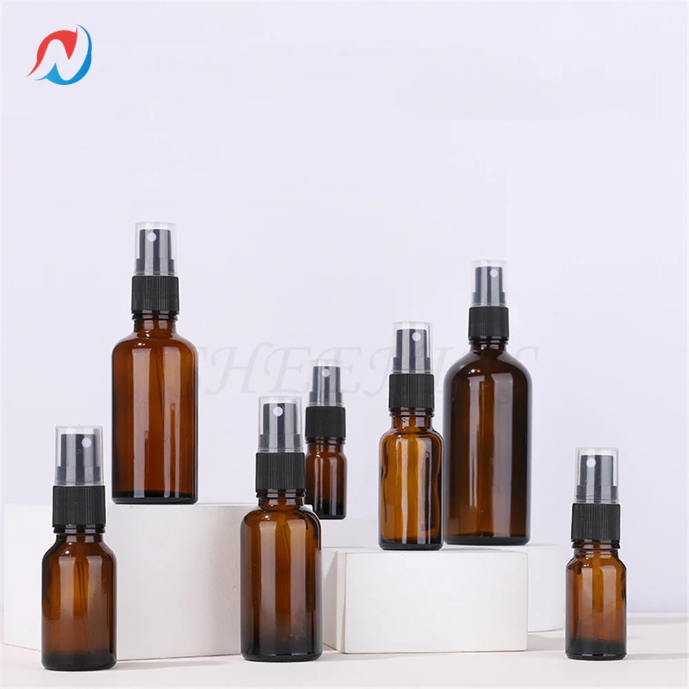 

Sheenirs 6pcs 5-100ml Mini Spray Bottle Empty Amber Glass Bottles Essential Oil Mist Spray Container Refillable Travel Bottle