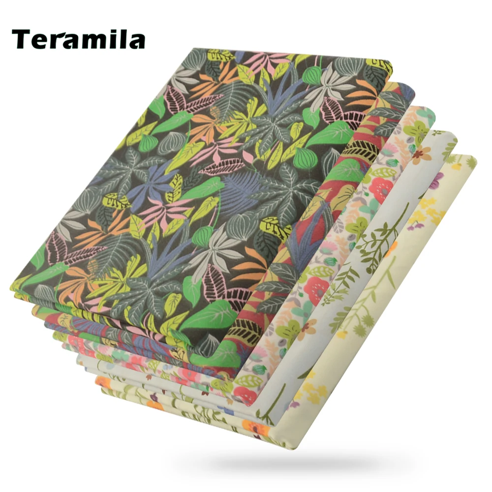 

Teramila Leaf Print Cotton Cloth Clothes Apparel Dress Fabrics For Sewing Accessories Needlework Quilt by the Per Meters Yards