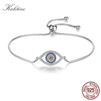 kaletine evil eye bracelets for women 925 sterling silver tennis bracelet blue cz mens bracelets adjustable bead jewelry 2019
