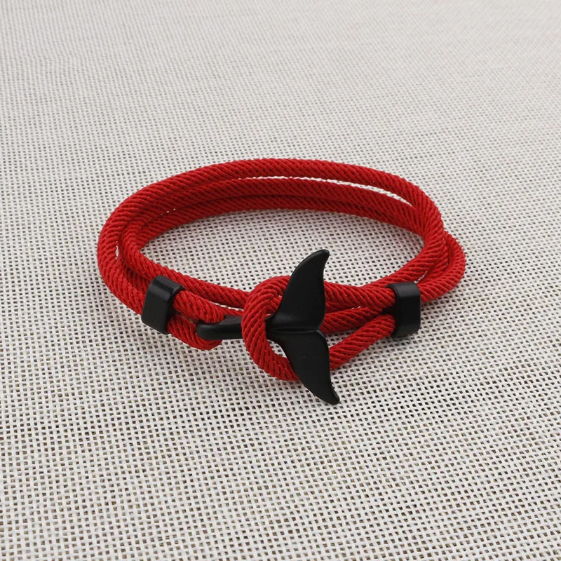 NIUYITID New Whale Tail Anchor Bracelet Women Red thread Nautical Male Men Charm Braclet Jewelry lovers' Accessories