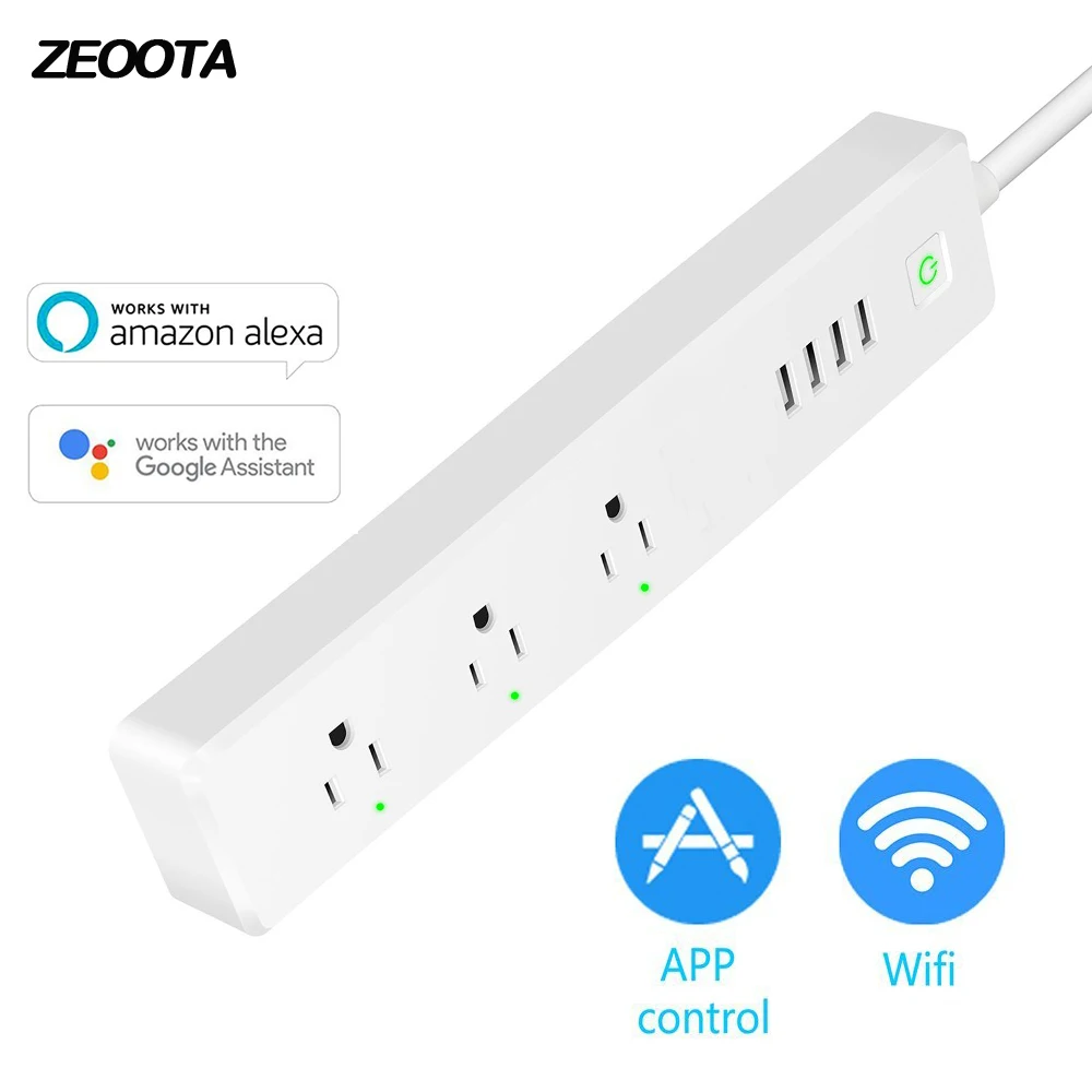 WiFi Smart power Strip США розетка с пульт дистанционного управления с USB стабилизатор напряжения работа с Alexa Google Home удлинитель