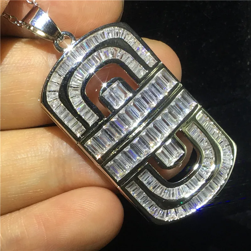 Vecalon Vintage Court pendant 925 Sterling silver 5A Cz Stone Chain Cross Pendant necklace for Women Men Party Wedding Jewelry | Украшения