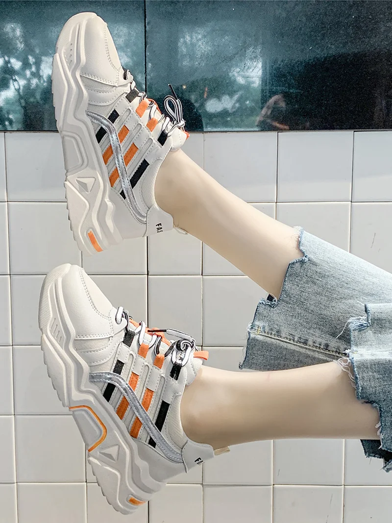

LZJ 2019 Spring Female Thick Bottom Sneakers Mixed Colors Round Toe Platform Shoes Women Flats Casual Shoes Ladies Running Shoes