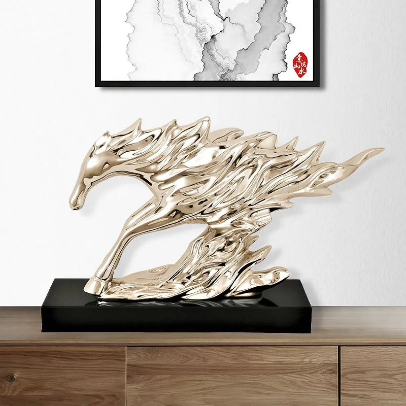 

60CM ABSTRACT FENG SHUI HORSE ART SCULPTURE LUCKY HORSE STATUE RESIN CRAFT ORNAMENTS HOME DECORATION ACCESSORIES GIFT R3993