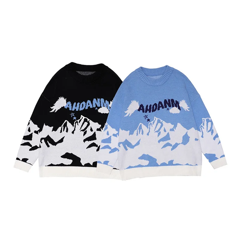 

SEVEYFAN 2021 Youth Men's Sweater Pullover Long Sleeve Loose Knitwear Sweaters for Men and Women