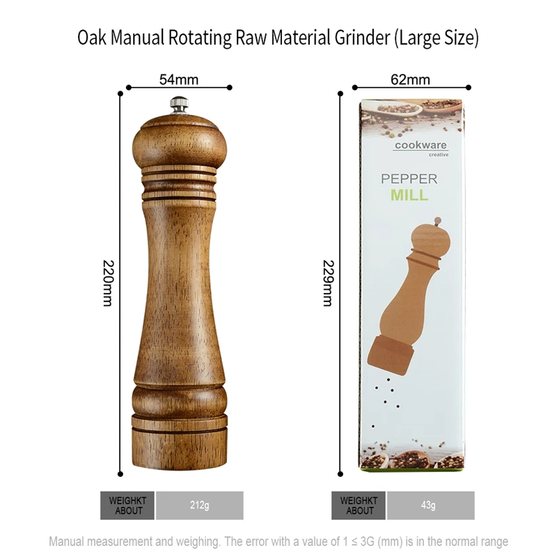 

Spice Masher Kitchen Supplies 5/8 Inch Manual Wooden Pepper and Salt Grinding Machine Powerful Grinding Kitchen Utensils