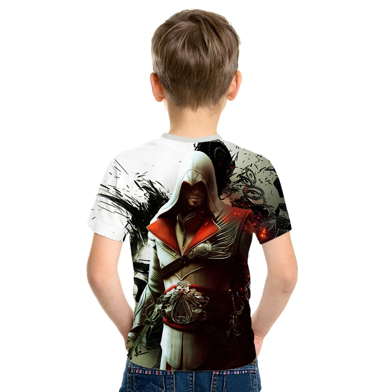 Assassin's Creed/детская одежда для активного отдыха с 3d принтом, приталенная рубашка для мальчиков и девочек, Детская футболка с короткими рукавами, 3D