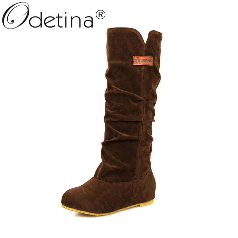 Odetina/повседневные женские удобные сапоги из искусственной замши со скрытым