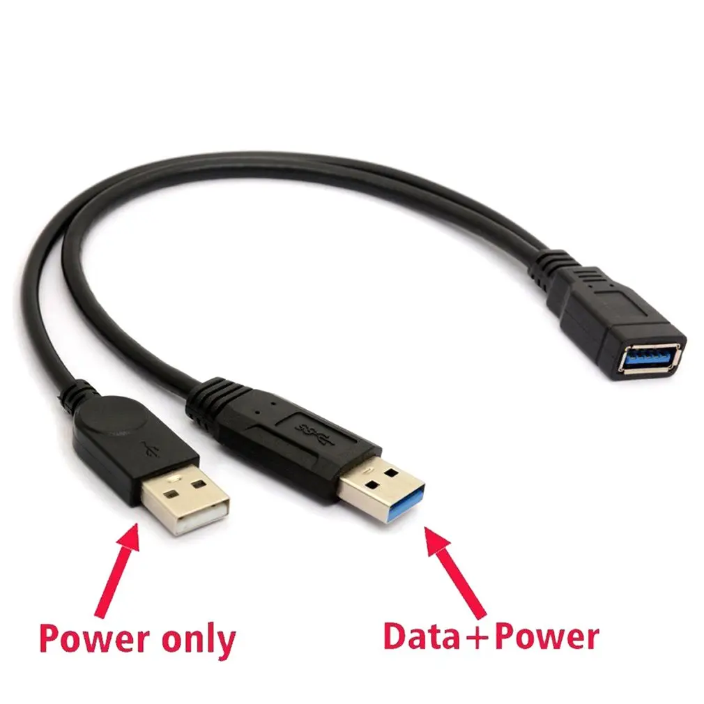 

HW24USB 3.0 Female to Dual USB Male Extra Power Data Y Extension Splitter Cable 20cm